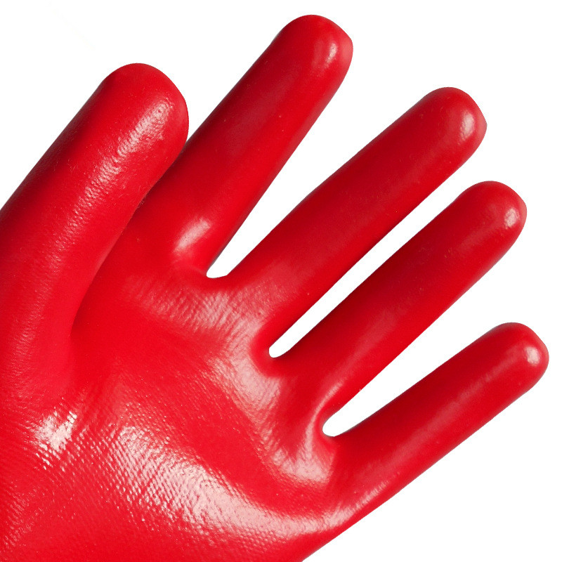 Priemyselné rukavice na zápästie s protiolejovou bavlnenou podšívkou, plne potiahnuté PVC (4)