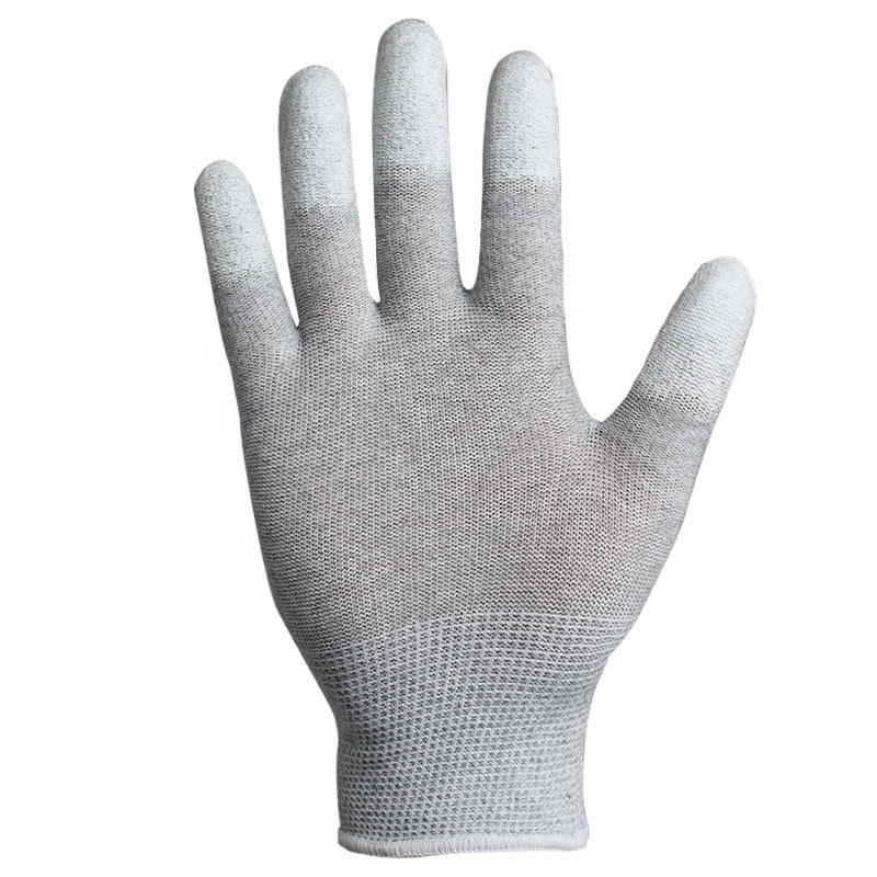 Антистатични полиестерни полиестерни ръкавици със сиво PU покритие (3)