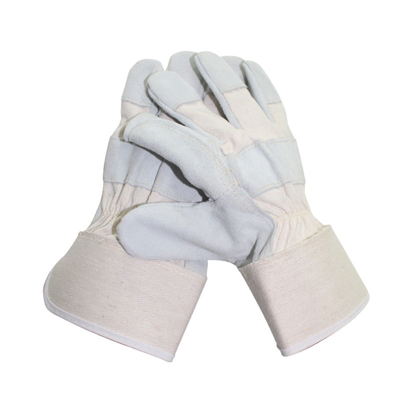 Prešívaná dlaň s polovičnou podšívkou z hovädzej štiepenky, pracovné lacné kožené rukavice (1)