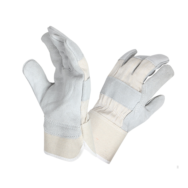 Prešívaná dlaň s polovičnou podšívkou z hovädzej štiepenky, pracovné lacné kožené rukavice (2)