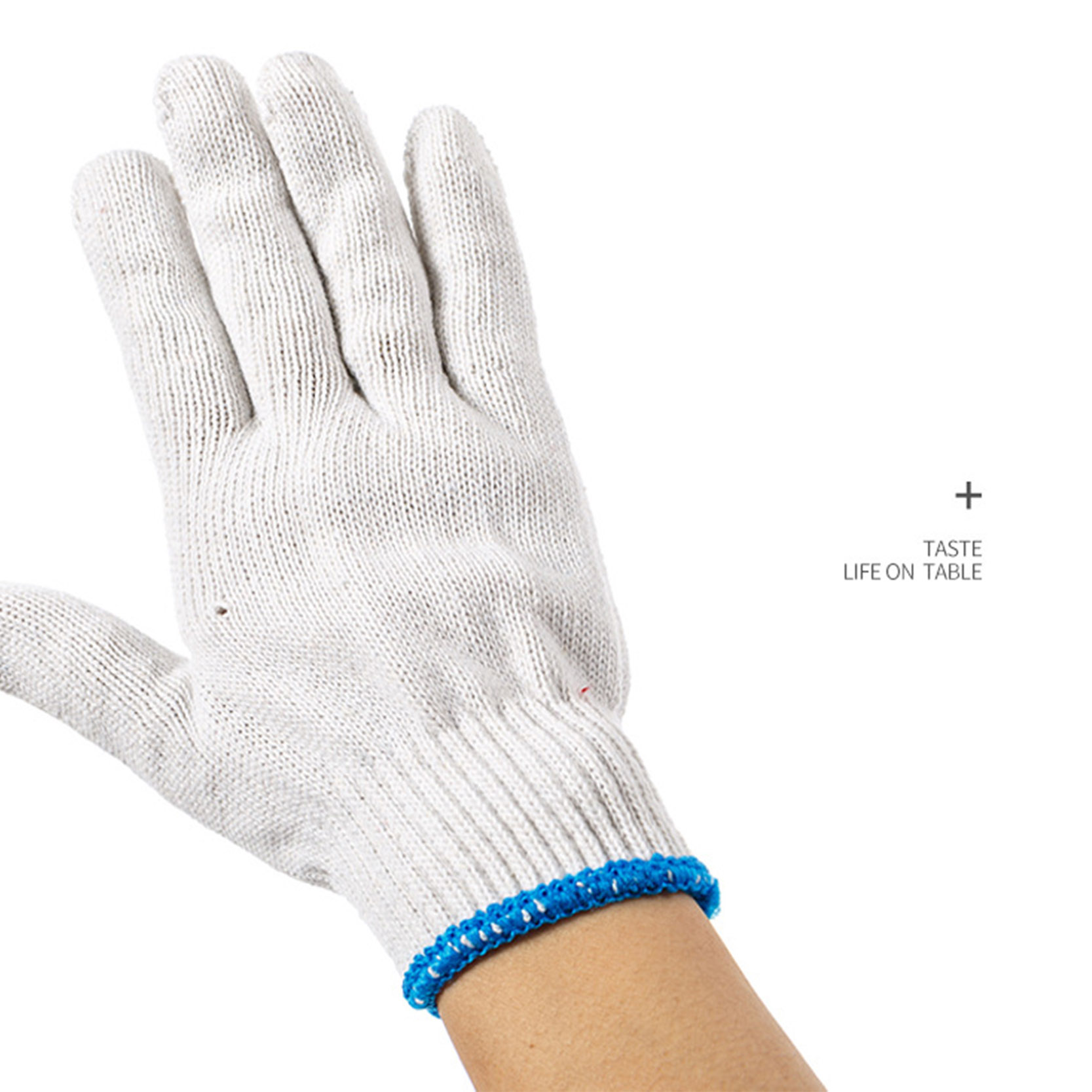 Pvc Dotted ถุงมือผ้าฝ้ายสีขาวธรรมชาติผ้าฝ้ายถักถุงมือ (3)