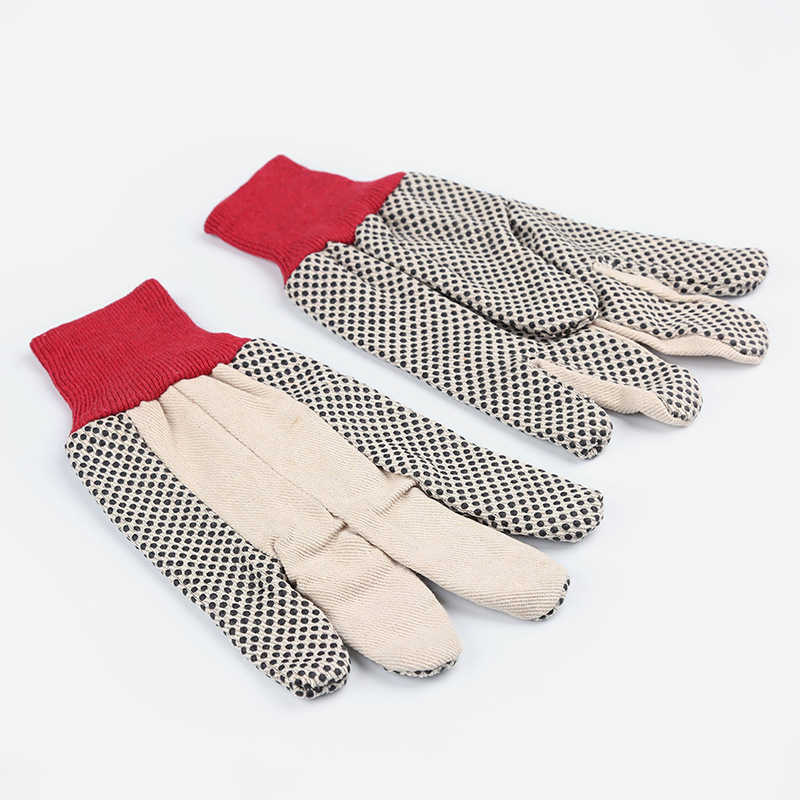 Bohrerhandschuhe aus gepunktetem PVC in Rot und Weiß ((3)