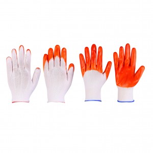 Wholesale Price China Pu Palm Coated Gloves - Factory Wholesale Pvc Coated Orange Nylon Knitted Protective Safety Work Glove – Red Sunshine