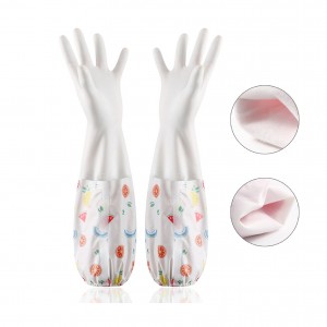 Durable Long Sleeves Winter Thickening Warm Kitchen Cleaning Dishwashing Household Gloves Pvc