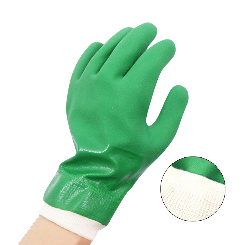 Chinese Professional Red Pvc Gloves - High Quality Safety Protection Use Cotton Lining Double Dip Sandy Finish Pvc Gloves – Red Sunshine detail pictures