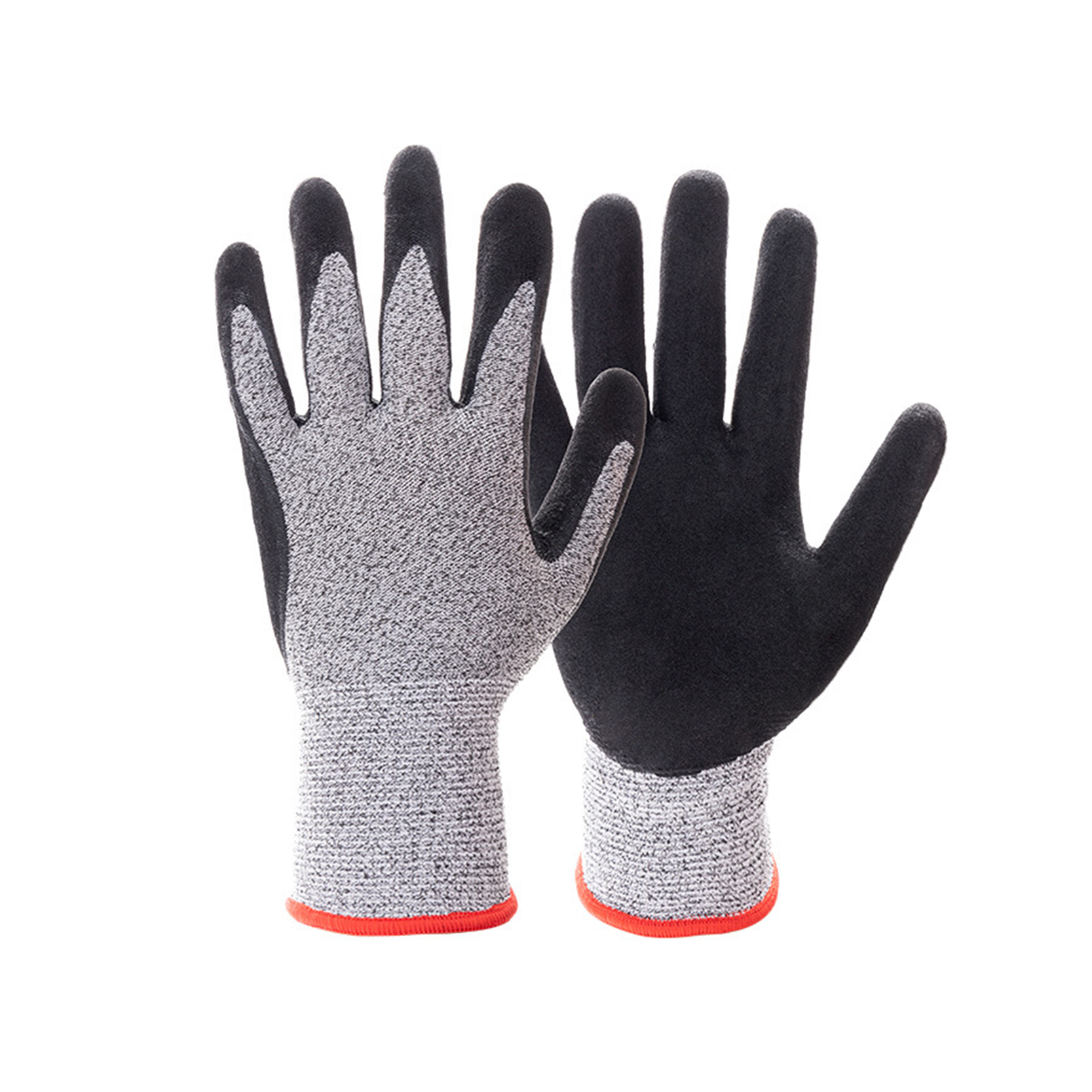 2021 China New Design Nitrile Or Pu Coated Gloves - Nylon Knitted Safety Work Gloves for Men & Women with Sandy Nitrile Coated Palm & Fingers Grip Cut Resistant Protective Gloves – Red Sunshine detail pictures