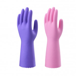 PVC Household Cleaning Gloves, Reusable Dishwashing Gloves with Cotton Flocked Liner, Non-Slip
