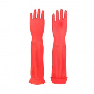 Wholesale 58cm Red Extra Long Latex Household Gloves Reusable Waterproof Household Dishwashing Cleaning Rubber Gloves, Non-Slip Kitchen Glove