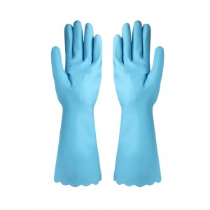 PVC Dishwashing Cleaning Gloves, Skin-Friendly, Reusable Kitchen Gloves with Cotton Flocked Liner, Non-Slip