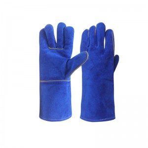 Wholesale Price Black Leather Work Gloves - Welding Gloves Leather Heat Resistant Blue Welding Glove – Red Sunshine