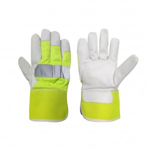 China wholesale Leather Work Gloves - Visible Cowhide Leather Reflective Strip Rigger Work Safety Gloves – Red Sunshine