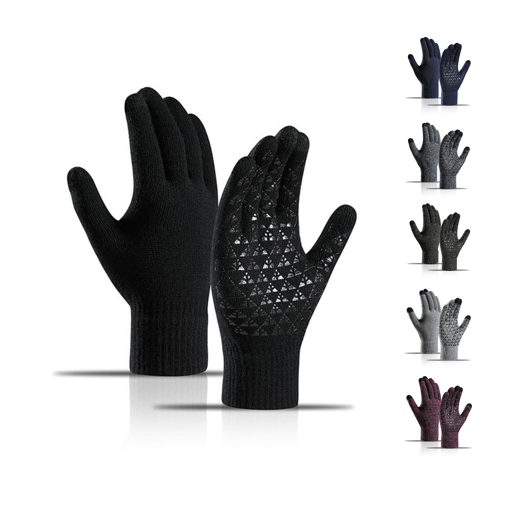 Cheap price Cotton Hand Gloves For Industrial Use – Windproof Warm Knit Anti Slip Sports Touchscreen Texting Driving Cycling Touch Screen Winter Knitted Gloves – Red Sunshine detail pictures