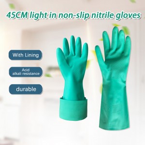Green Diamond Texture Nitrile Chemical Resistant Gloves Reusable Heavy Duty Industrial Safety Work Gloves Without Lining