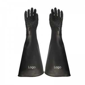 Industrial Black Latex with Particles Anti-silp Oil Resistant Acid Resistant Base Long Sandblasting Safety Protective Gloves