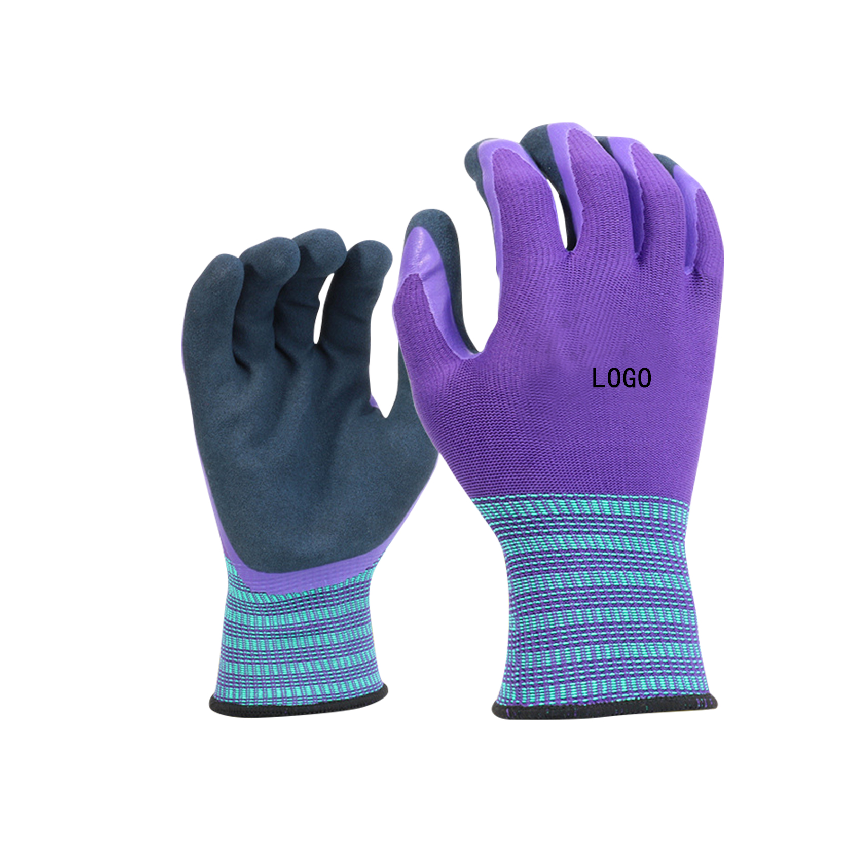 2021 Good Quality Latex Coated Work Gloves - Safety Work Glove Elastic Cuffs Construction Protective Labor Latex Coated Gloves Purple Colored – Red Sunshine detail pictures