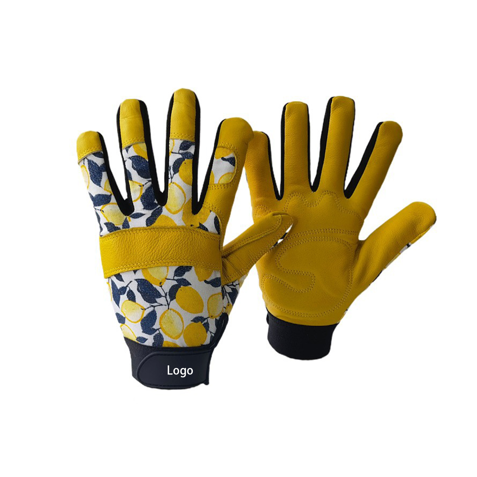 OEM/ODM China Yellow Leather Gloves - Oem Yellow Gardening Leather Work Hand Protector Gloves In Bulk Vintage Logo Printing For Construction Worker – Red Sunshine detail pictures