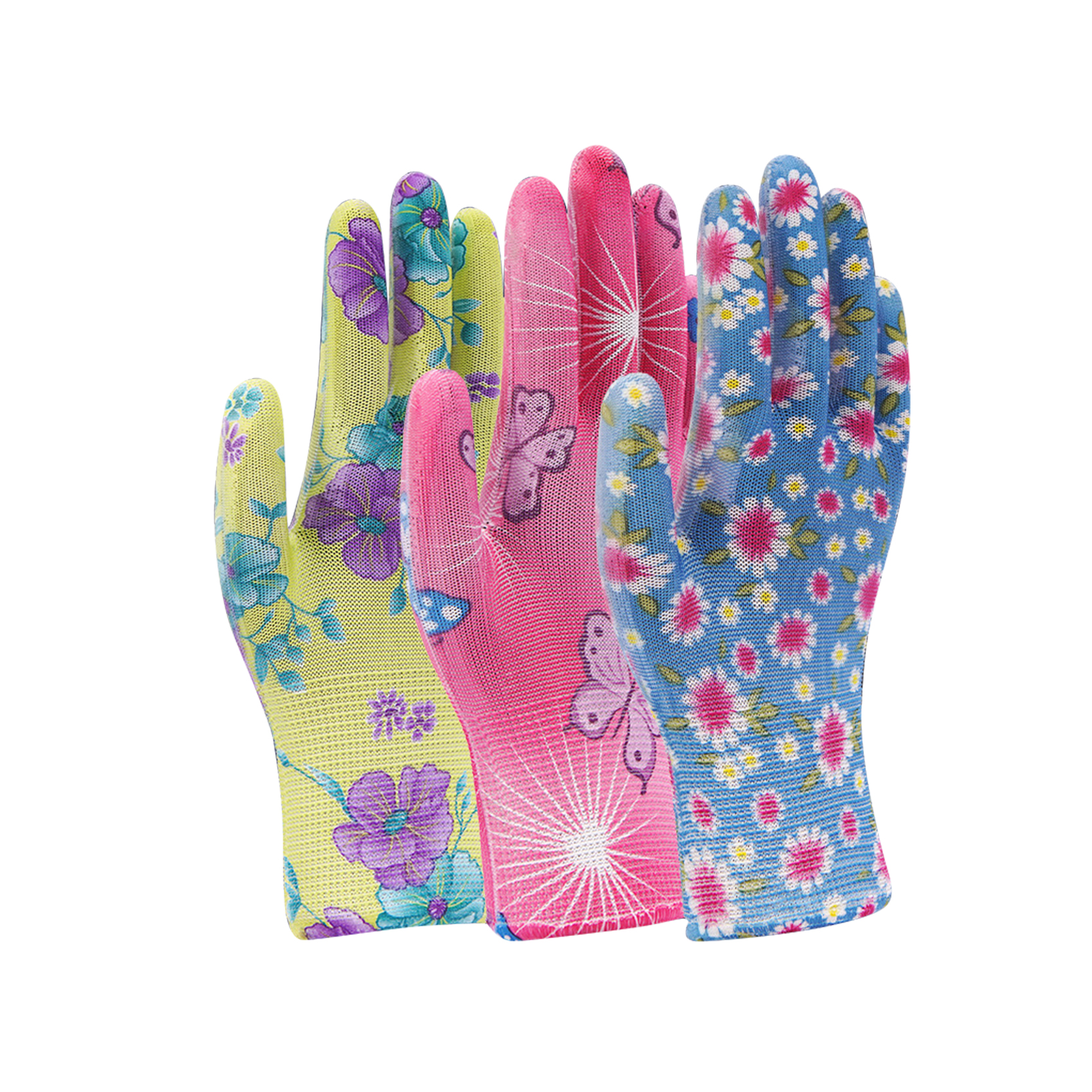 China wholesale Pvc Coated Gloves - Antistatic Red Flower Design White Pu Coated Work Garden Gloves – Red Sunshine detail pictures
