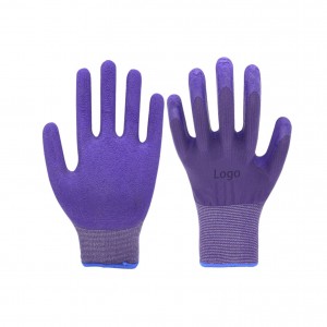 OEM/ODM China Rubber Coated Gloves Bulk - Light-grey Nylon Liner Coated Purple Foam Latex On Palm Glove Gardening Anti Slip Working Tool Glove – Red Sunshine