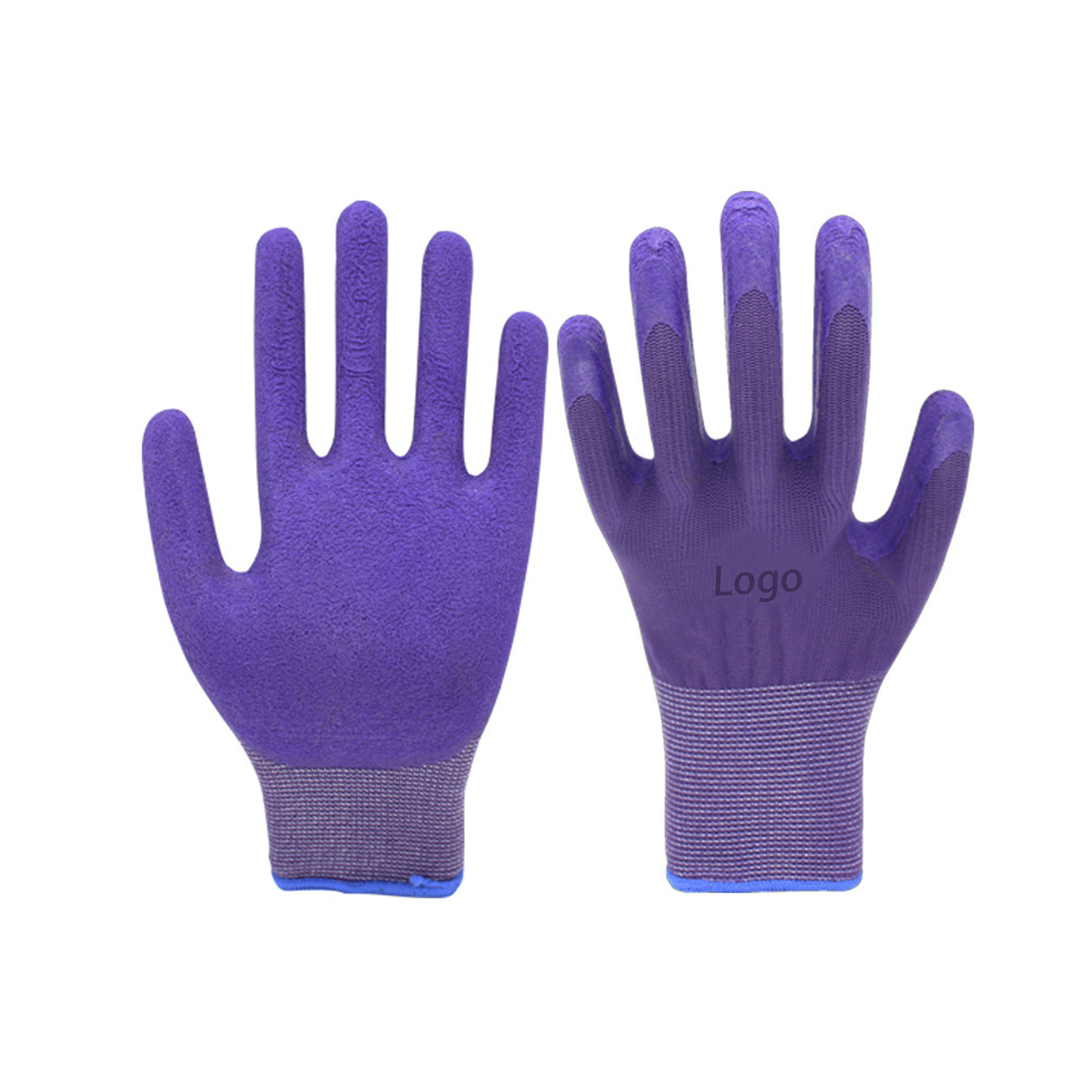 Excellent quality Latex Palm Coated Gloves - Light-grey Nylon Liner Coated Purple Foam Latex On Palm Glove Gardening Anti Slip Working Tool Glove – Red Sunshine detail pictures
