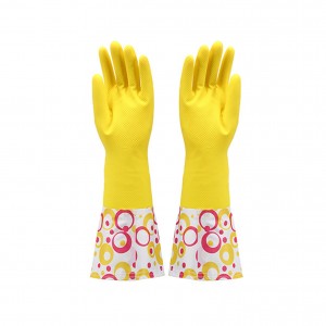 Long Latex Rubber Flocklined Food Grade Soft Home Cleaning Dish Washing Household Gloves