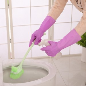 China Cheap Factory Price Pink Color Kitchen Dishwashing Gloves Custom Ladies Rubber PVC Household Gloves