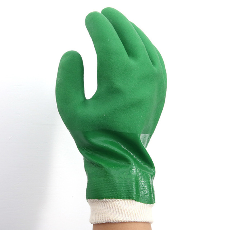 Chinese Professional Red Pvc Gloves - High Quality Safety Protection Use Cotton Lining Double Dip Sandy Finish Pvc Gloves – Red Sunshine detail pictures