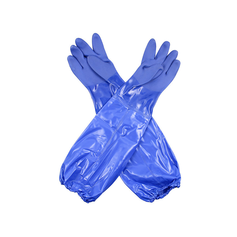 China Cheap price Pvc Gloves Used For - Chemical Resistant PVC Work Gloves for Oil & Gas Industry, Automobile Industry, Painting Industry, Heavy Duty Cotton Lined Blue – Red Sunshine detail pictures