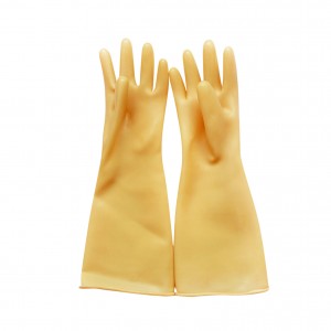 Extra Long Milky Color Latex Household Natural Rubber Cleaning Non Slip Acid and Alkali Resistant Industrial Safety Gloves