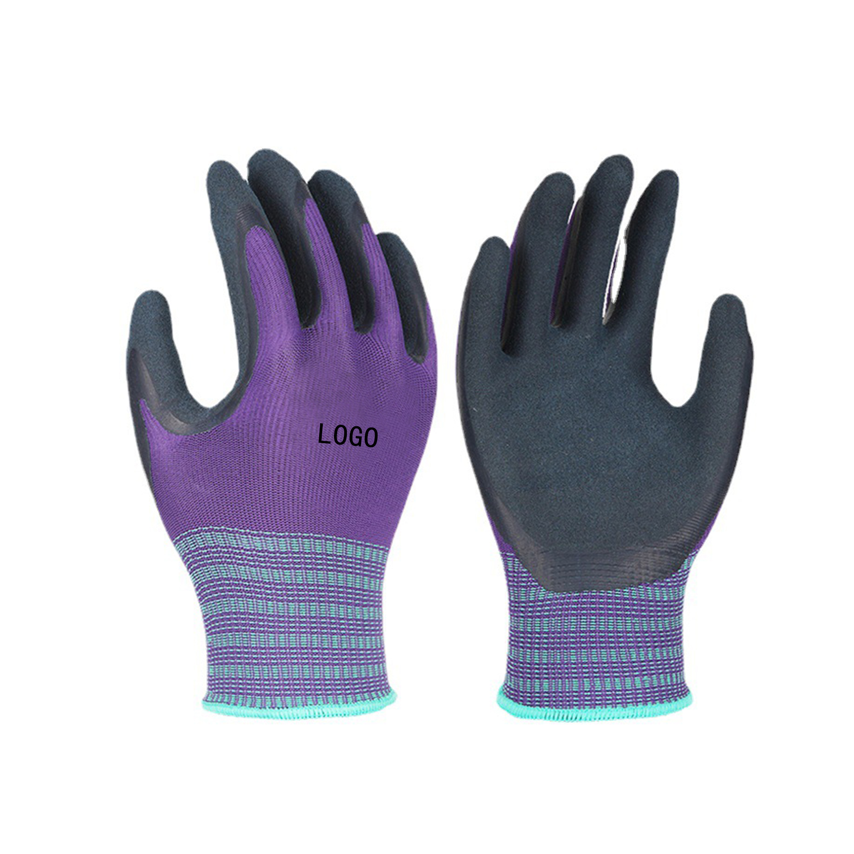2021 Good Quality Latex Coated Work Gloves - Safety Work Glove Elastic Cuffs Construction Protective Labor Latex Coated Gloves Purple Colored – Red Sunshine detail pictures