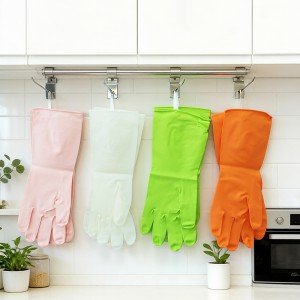 NLR-SX-32 Reusable Nitrile Household Gloves with Hanging Loop 32cm Long Waterproof Kitchen Cleaning Glove Manufacturer Wholesale