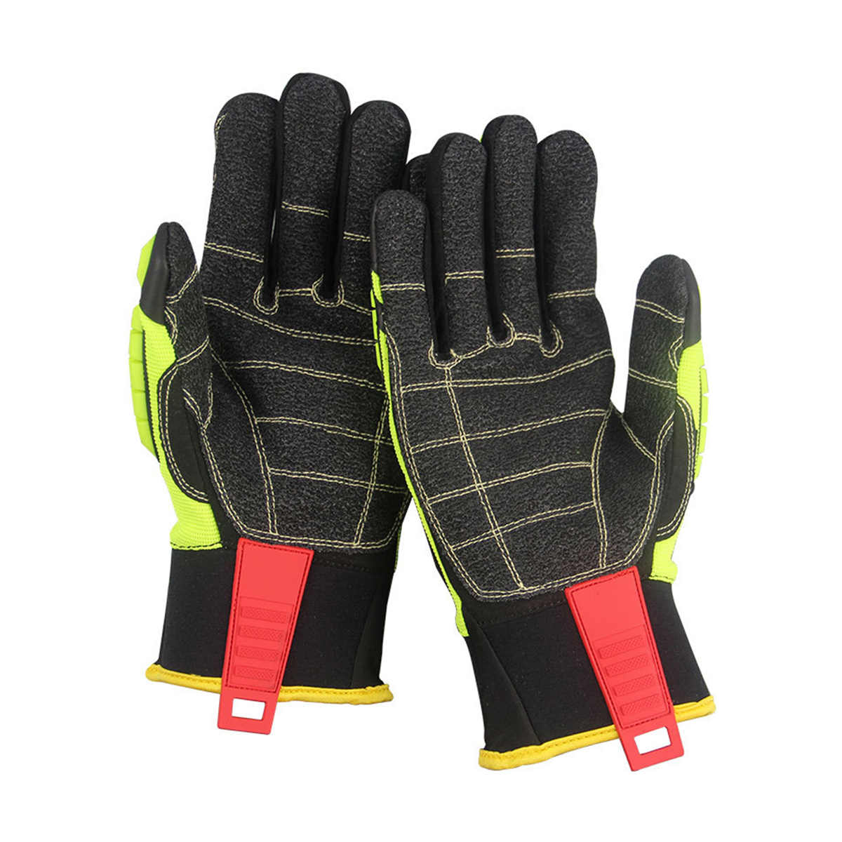 Hot New Products Cut Resistant Anti Impact Gloves - Mechanics Gloves TPR Protectors on the Back of the Hands Work Gloves – Red Sunshine detail pictures