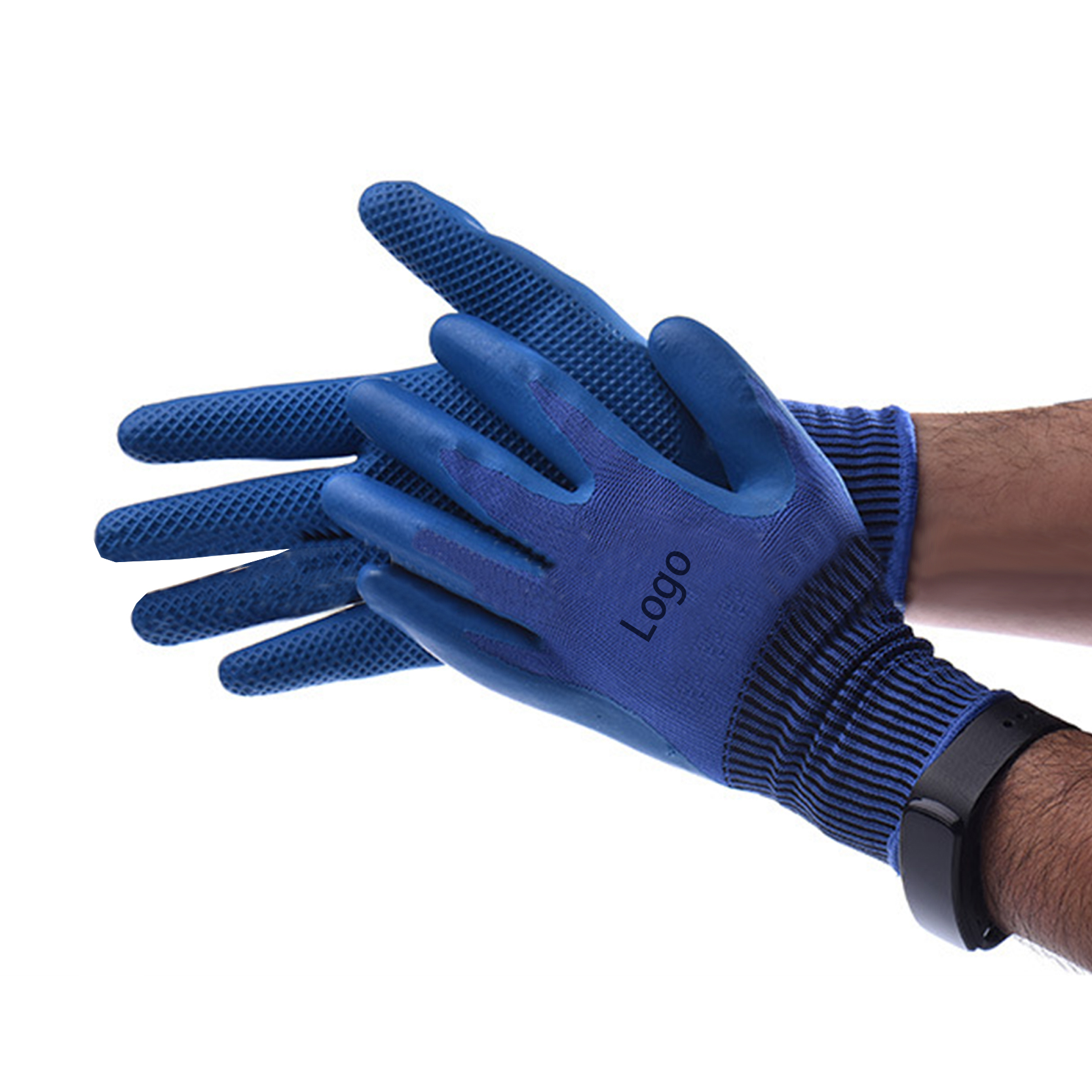 Professional China Nitrile Coated Gloves - Non Slip Coating Blue Nylon Knit Rubber Palm Coated Crinkle Latex Protection Safety Work Gloves – Red Sunshine detail pictures