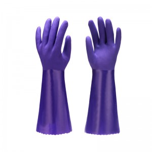 Oil And Gas Industry Long Sleeves Cotton Lined Blue Sandy PVC Rubber Glove Cheap Goods from China