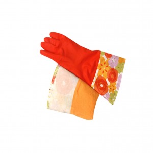 Long Latex Rubber Flocklined Food Grade Soft Home Cleaning Dish Washing Household Gloves
