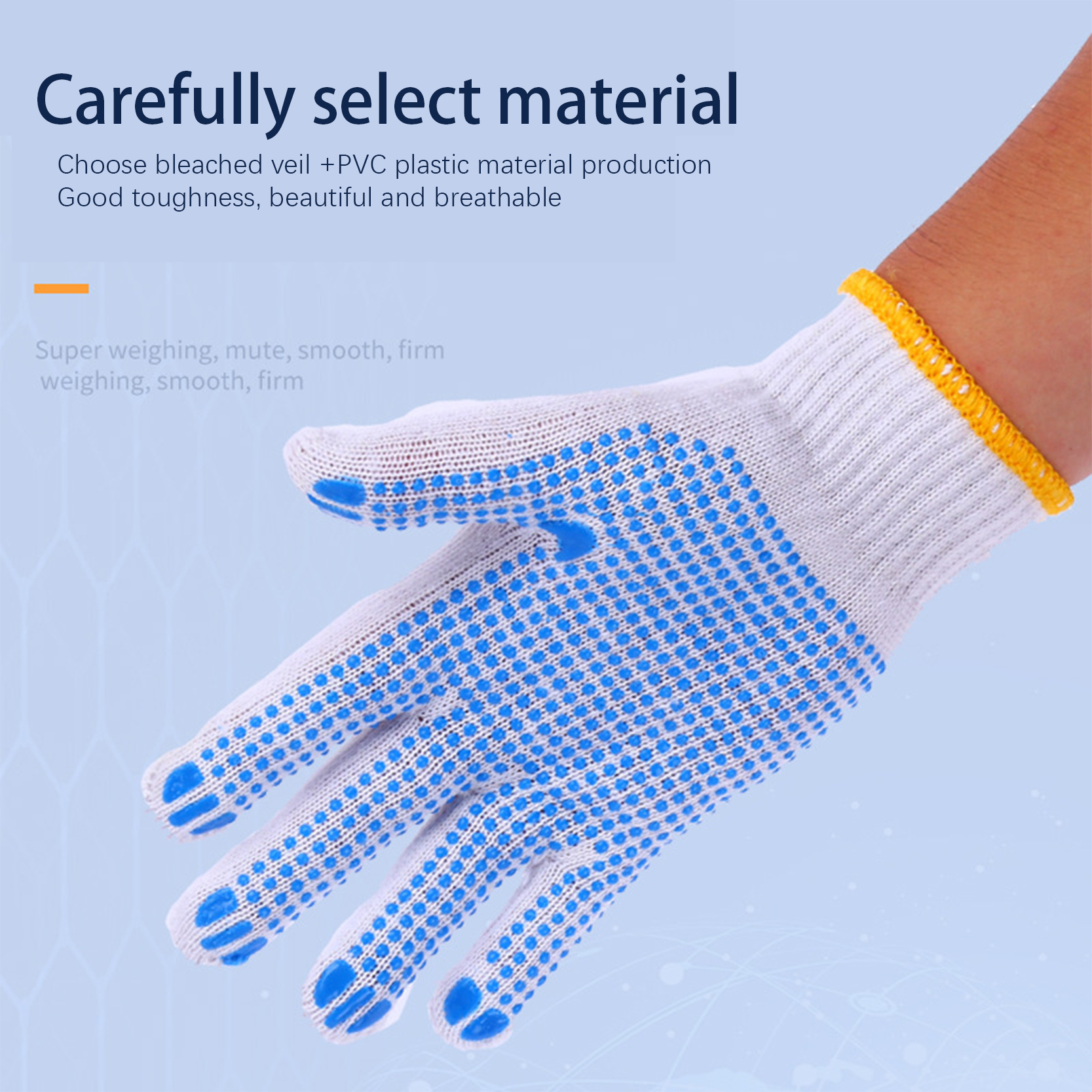 Best quality Mens Black Cotton Gloves - Safety Working Double Side PVC Dotted Cotton Knitted Hand Gloves Abrasion Resistant Anti-Slip Factory Supplier Labor Gloves for Construction Workers – Red Sunshine detail pictures
