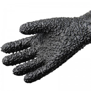 Industrial Black Latex with Particles Anti-silp Oil Resistant Acid Resistant Base Long Sandblasting Safety Protective Gloves