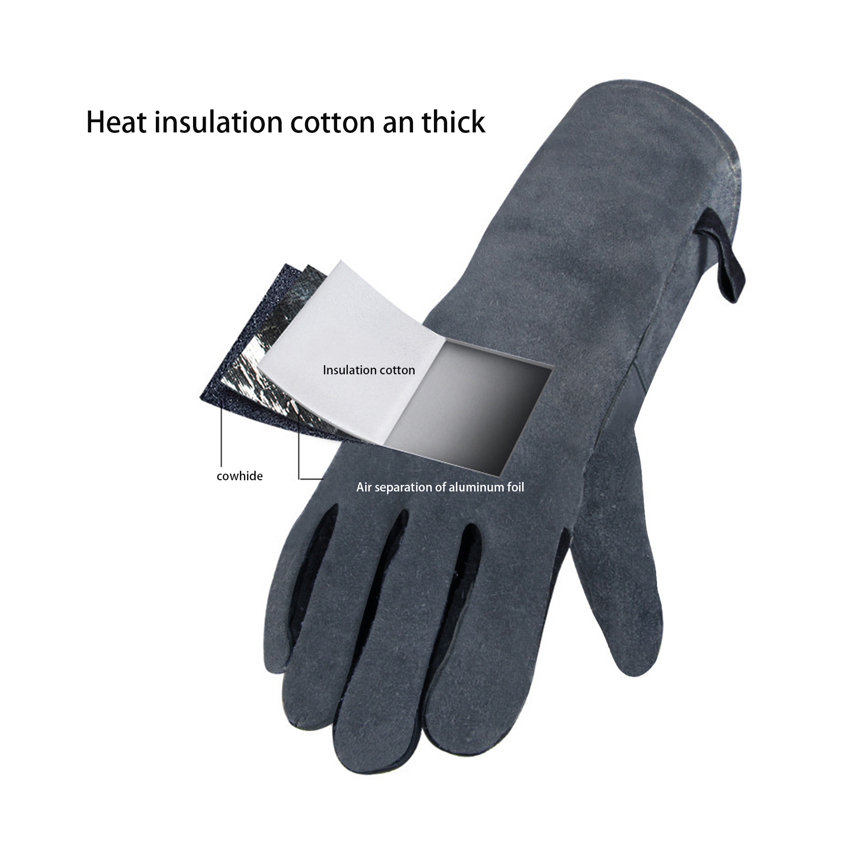 Best Long Leather Oven Heat Resistant BBQ Gloves High Temperature