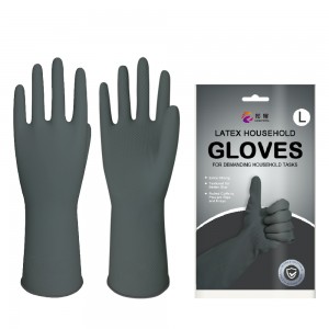 Reusable Waterproof Household Dishwashing Cleaning Rubber Gloves, Non-Slip Kitchen Glove (Dark Gray)