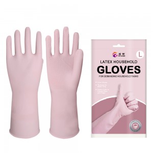 Natural Latex Rubber Reusable Cleaning Dishwashing Long Waterproof Household Gloves for Laundry Gardening