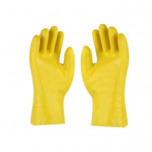 Long Gauntlet Oil Chemical Resistant Waterproof Coated Working Pvc Industrial Gloves