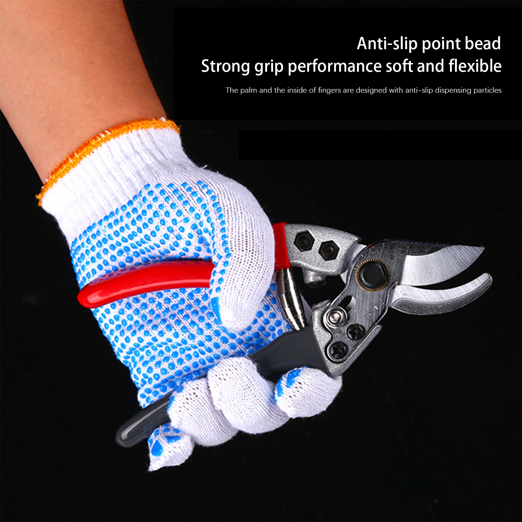 PriceList for Black Dot Cotton Gloves - Good Quality Blue Pvc Dots Gloves Water Proof Industrial Cotton Safety Working Gloves – Red Sunshine detail pictures
