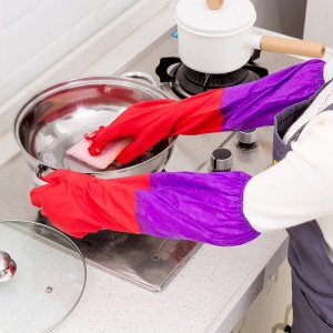 Kitchen Latex Cleaning Gloves With Warm Lining Household Thickening Large Waterproof Dishwashing Rubber Gloves
