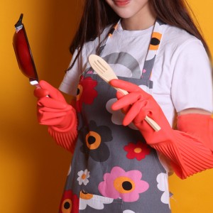 Wholesale 58cm Red Extra Long Latex Household Gloves Reusable Waterproof Household Dishwashing Cleaning Rubber Gloves, Non-Slip Kitchen Glove