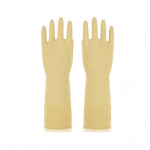 38cm Natural Color Latex Gloves Waterproof And Non-Slip Household Gloves Rubber Cleaning Gloves Kitchen Dishwashing Glove