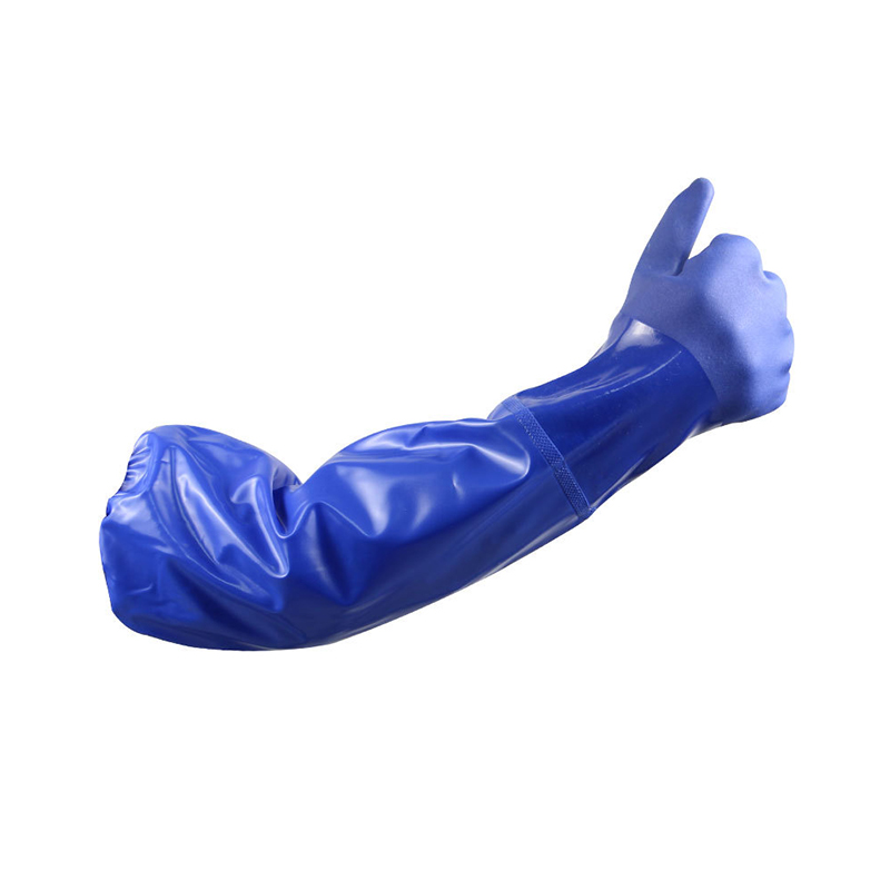 China Cheap price Pvc Gloves Used For - Chemical Resistant PVC Work Gloves for Oil & Gas Industry, Automobile Industry, Painting Industry, Heavy Duty Cotton Lined Blue – Red Sunshine detail pictures