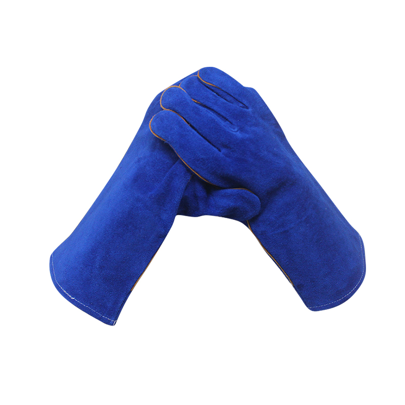 Chinese wholesale Leather Gardening Gloves - Welding Gloves Leather Heat Resistant Blue Welding Glove Wear Resistant Protective Leather Gloves – Red Sunshine detail pictures