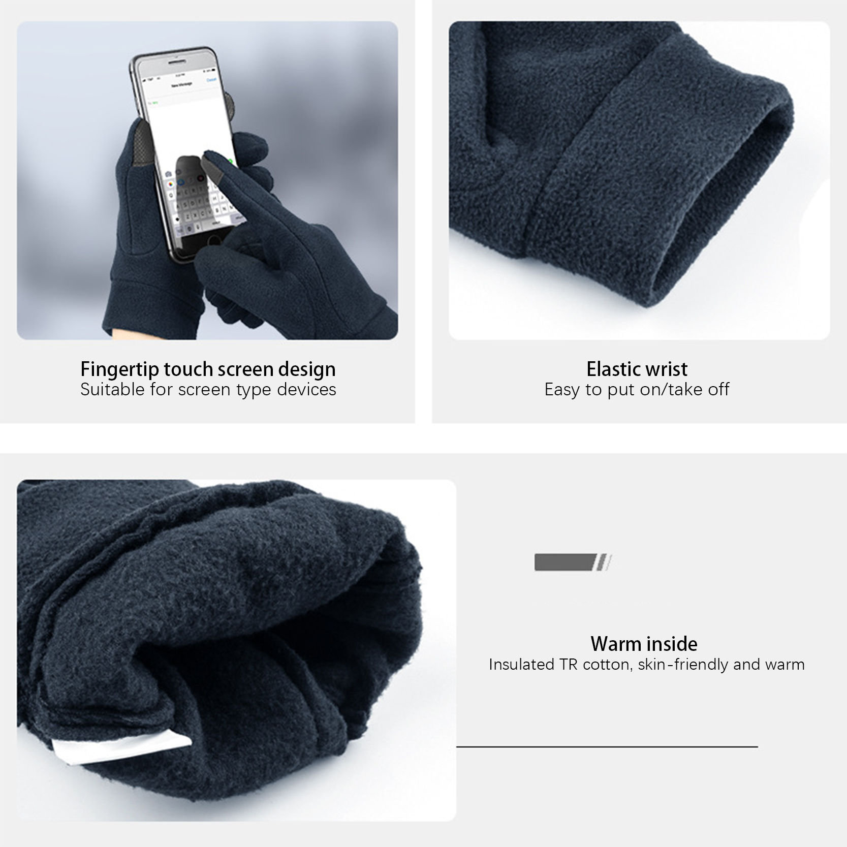 Wholesale Price Esd Cotton Gloves - 100% Polar Fleece Thermal Winter Hand Wears Gloves For Cold Weather Driving Hiking Snowing Running Cycling – Red Sunshine detail pictures