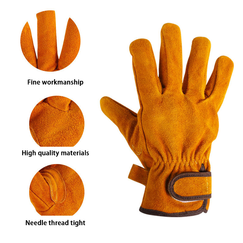 Chinese wholesale Leather Gardening Gloves - Men’s Heavy Duty Leather Ranching & Fencer Gloves | Durable Abrasion & Water-Resistant – Red Sunshine detail pictures