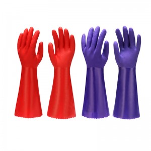 Oil And Gas Industry Long Sleeves Cotton Lined Blue Sandy PVC Rubber Glove Cheap Goods from China
