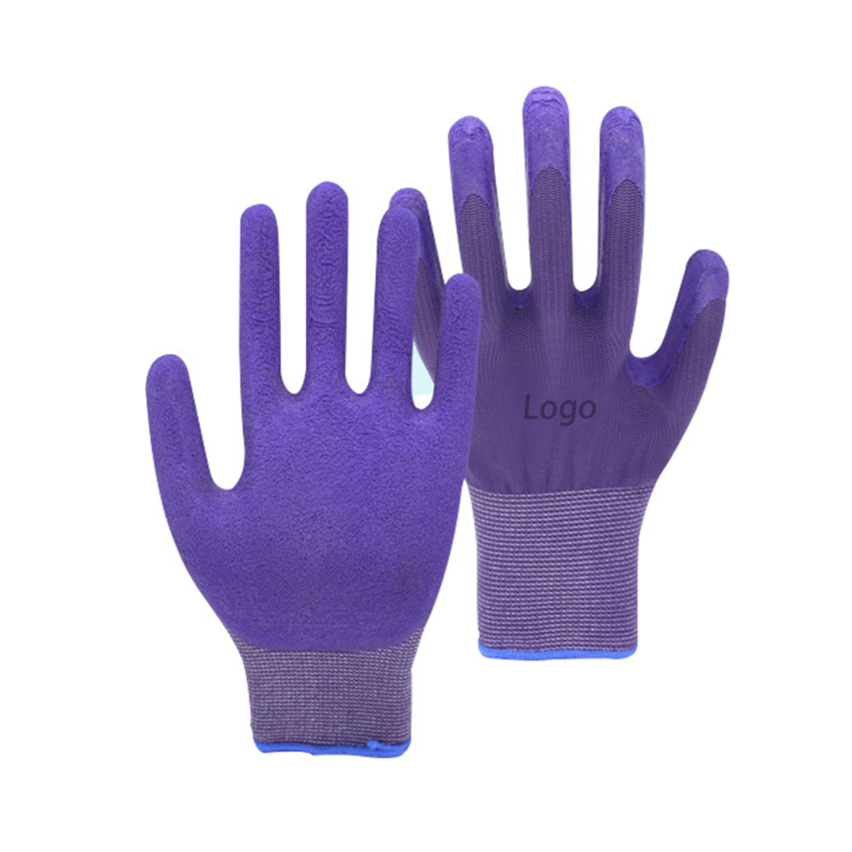 Excellent quality Latex Palm Coated Gloves - Light-grey Nylon Liner Coated Purple Foam Latex On Palm Glove Gardening Anti Slip Working Tool Glove – Red Sunshine detail pictures